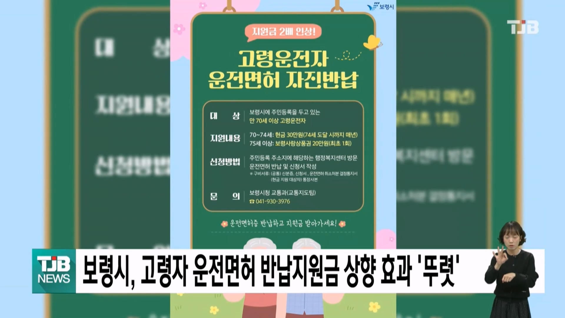 [0909 TJB 5시 40분 뉴스]고령자 운전면허 자진 반납자 지원금 2배 효과 ‘뚜렷’